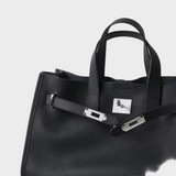 Large Structured Tote Bag with Belt Closure