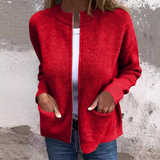 Women's Ribbed Knit Zip-Up Cardigan with Pockets