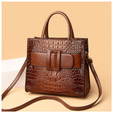 Women's Croco Print Handbag with Buckle