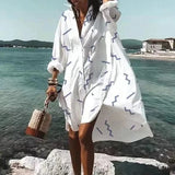 Printed Button Front Beach Cover Up