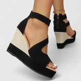 Cross Strap Platform Wedge Sandals