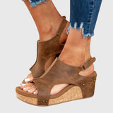 Cutout Platform Wedge Sandals
