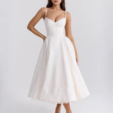 Arabella | Satin Sweetheart Corset Midi Dress