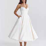 Arabella | Satin Sweetheart Corset Midi Dress