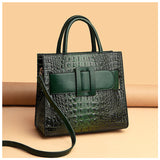 Women's Croco Print Handbag with Buckle