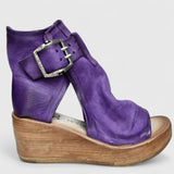 Buckle Strap Wedge Ankle Boots