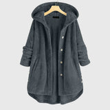 Hooded Button Front Sherpa Fleece Cardigan