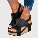 Cutout Platform Wedge Sandals