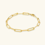 Women's Fine Paperclip Chain Bracelet, 14K Gold Plated