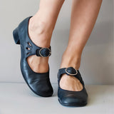 Mary Jane Leather Flat Shoes
