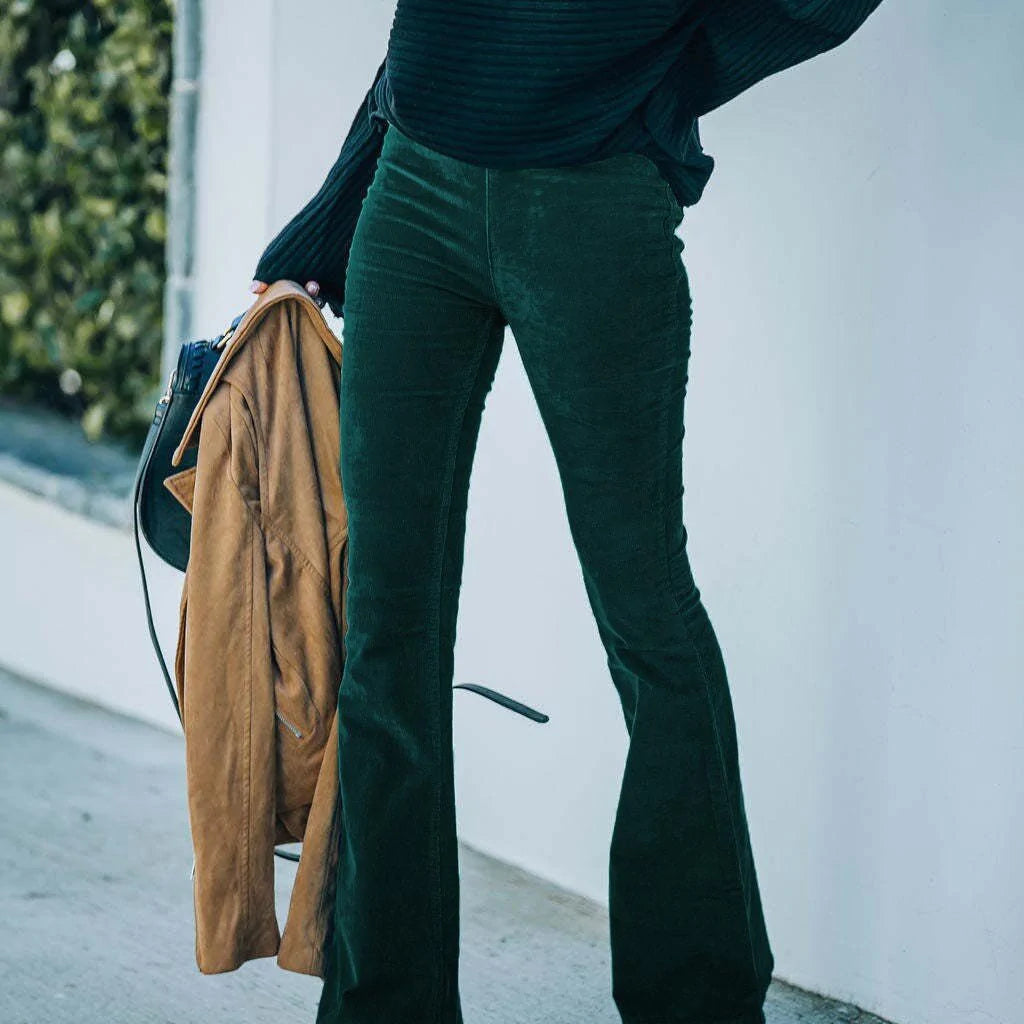 High Waist Bootcut Stretch Trousers