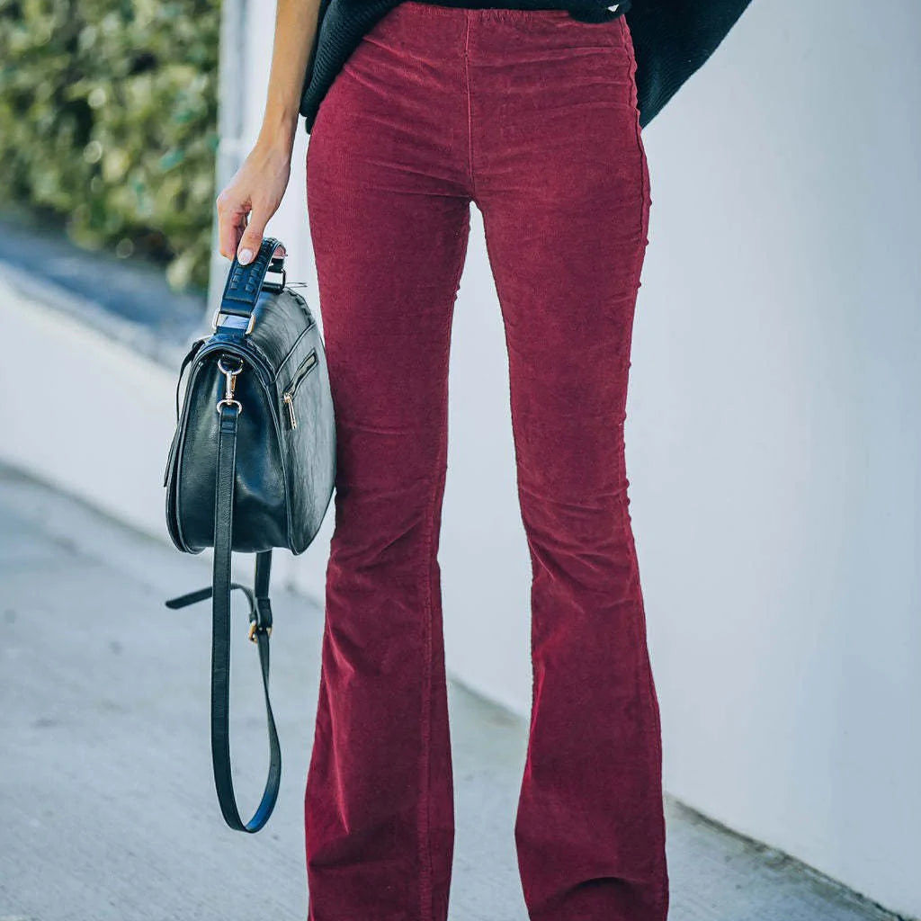 High Waist Bootcut Stretch Trousers