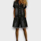 Button Front Denim Shirt Dress