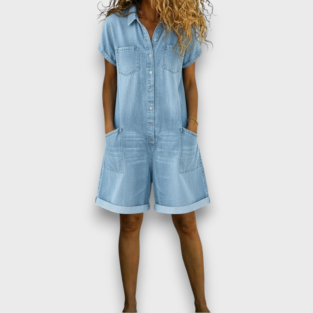 Button Front Denim Shirt Dress