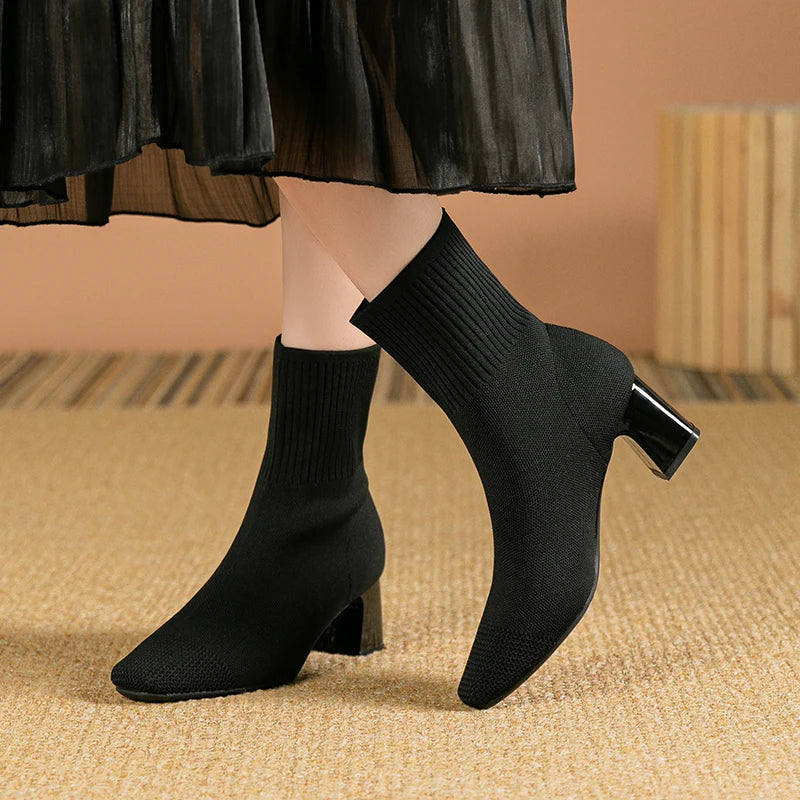Knitted Sock Ankle Boots