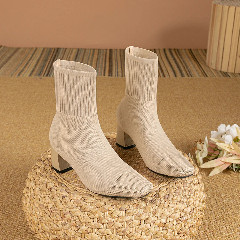 Knitted Sock Ankle Boots
