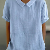 Linen Blend Peter Pan Collar Blouse