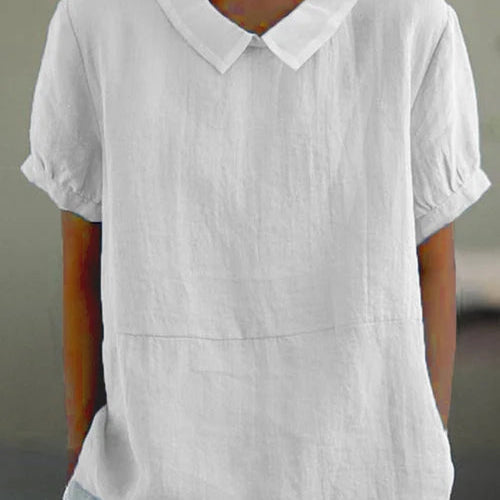 Linen Blend Peter Pan Collar Blouse