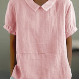 Linen Blend Peter Pan Collar Blouse