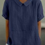 Linen Blend Peter Pan Collar Blouse