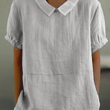 Linen Blend Peter Pan Collar Blouse