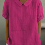 Linen Blend Peter Pan Collar Blouse