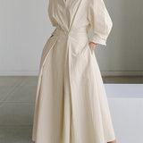 Belted Long Sleeve Maxi Shirt Dress
