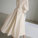 Belted Long Sleeve Maxi Shirt Dress