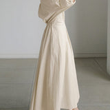 Belted Long Sleeve Maxi Shirt Dress