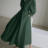 Belted Long Sleeve Maxi Shirt Dress
