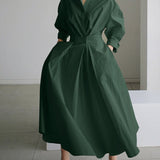 Belted Long Sleeve Maxi Shirt Dress