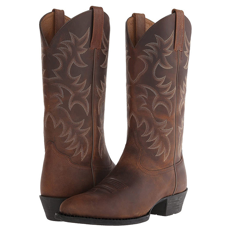 Embroidered Western Knee High Boots