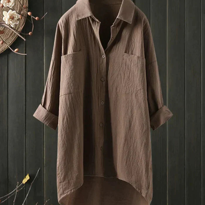 Oversized Linen Blend Shirt Dress