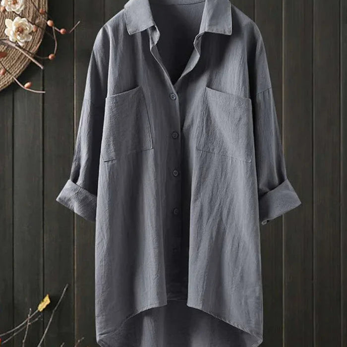 Oversized Linen Blend Shirt Dress