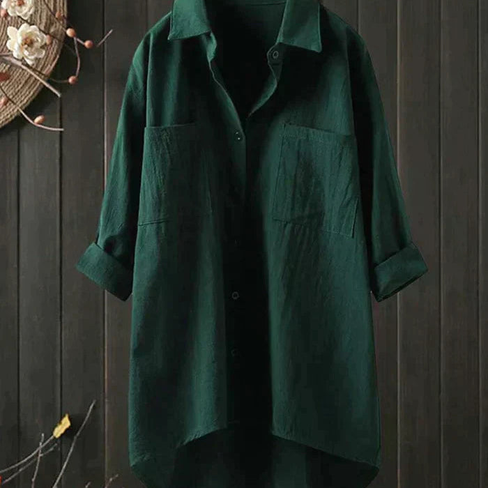 Oversized Linen Blend Shirt Dress