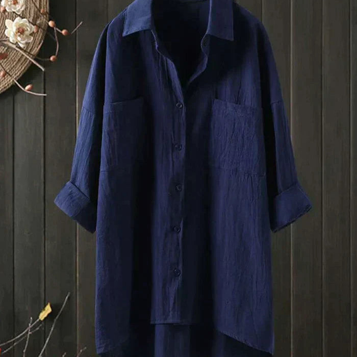 Oversized Linen Blend Shirt Dress