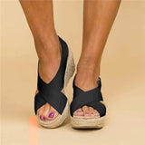 Cross Strap Espadrille Platform Sandals