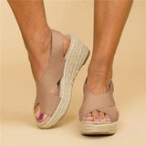 Cross Strap Espadrille Platform Sandals