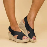 Cross Strap Espadrille Platform Sandals