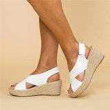 Cross Strap Espadrille Platform Sandals