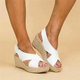 Cross Strap Espadrille Platform Sandals