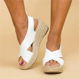Cross Strap Espadrille Platform Sandals