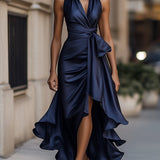 Ruffle Wrap Halter Maxi Dress