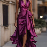 Ruffle Wrap Halter Maxi Dress