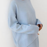 Women's Oversized Ribbed Crew Neck Knit Sweater