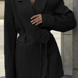 Double-Breasted Blazer Dress with Floral Belt – Elegant, Tailored and Versatile