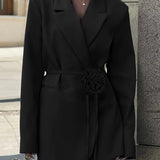 Double-Breasted Blazer Dress with Floral Belt – Elegant, Tailored and Versatile