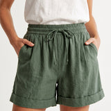 Women's Wide-Leg Elastic Waist Cotton Blend Shorts