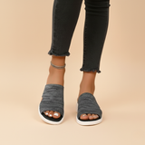 Elastic Cross Strap Slide Sandals