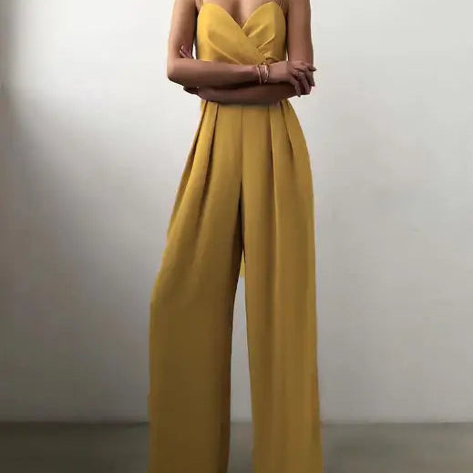 Sweetheart Neck Wide Leg Jumpsuit
